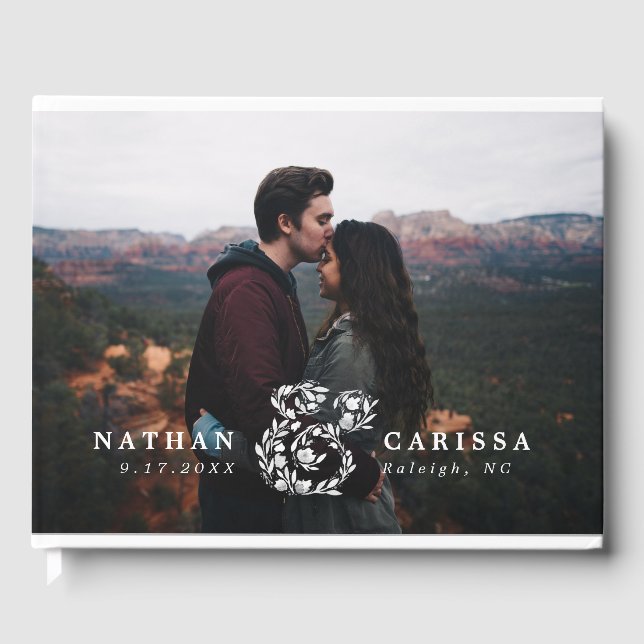 Photo Blommigt Ampersand Bröllop Guest Bok (Framsida)