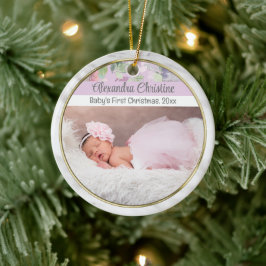 Photo Blommigt Dubbla Side 2 Bild Baby 1 Julgransprydnad Keramik