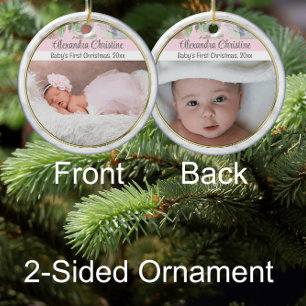 Photo Blommigt Dubbla Side 2 Bild Baby 1 Julgransprydnad Keramik