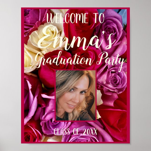 Photo Blommigt Studentfest Bright Typography P Poster (Framsidan)