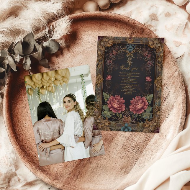 Photo Blommigt Victorian Gothic Möhippa Tack Kort (Skapare uppladdad)