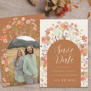 Photo Blommigt WildblomArch Boho Fall Wedding Spara Datumet
