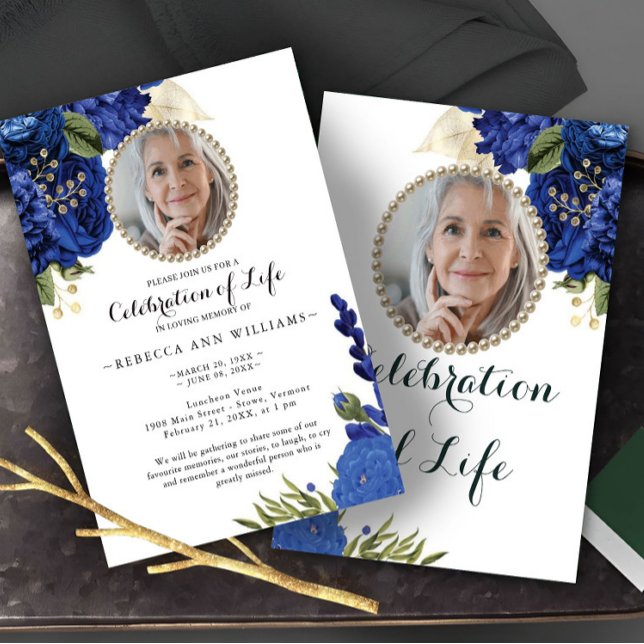 Photo Blue Blommigt Budget Firande of Life Inbjudningar (Skapare uppladdad)
