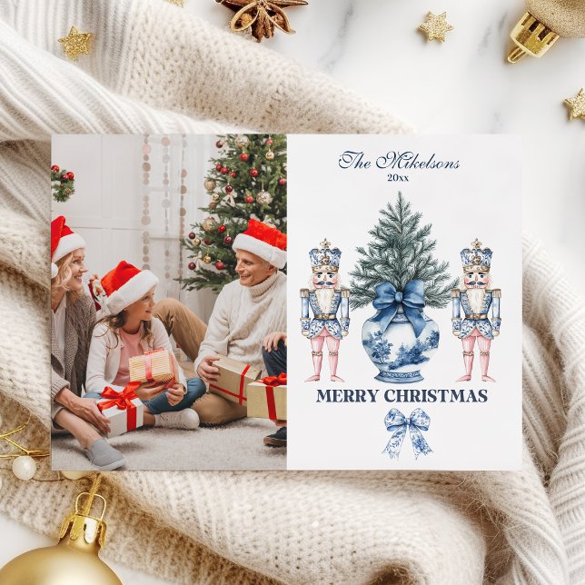 Photo Blue Chinoiserie Nutcracker jul Julkort (Skapare uppladdad)