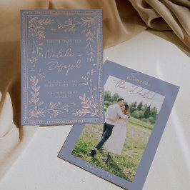 Photo Blue Cream Drawn Floral Garden Save The Date Spara Datumet