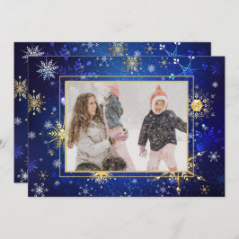 Photo Blue Guld Snowflake jul Julafton Helgdag Julkort