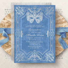 Photo Blue Silver Masqueraquinceanera Inbjudningar