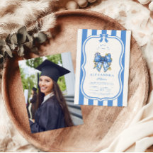 Photo Blue Toile Bow Coquette Nursing School Gradu