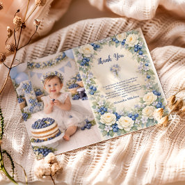 Photo Blueberry Berry Botanical 1st Birthday Tack Kort