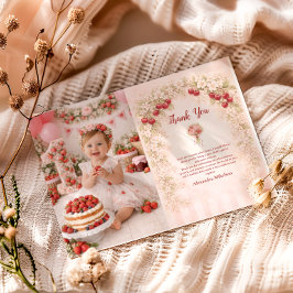 Photo Blush Cherry Botanical Party 1st Birthday Tack Kort