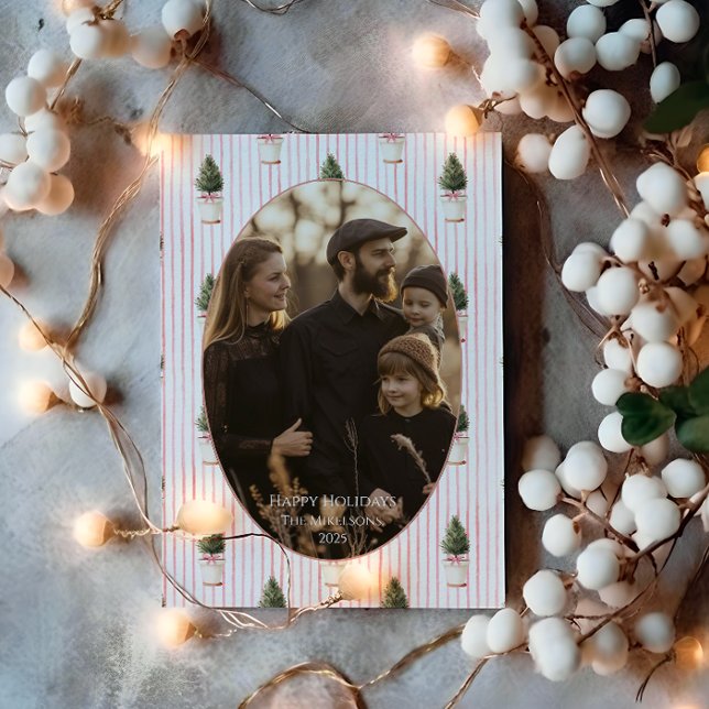 Photo Blush Christmas Tree Stripe Julkort (Skapare uppladdad)