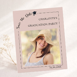 Photo Blush Pink Graduation Party Save the Date Flygblad