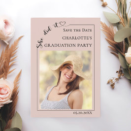 Photo Blush Pink Graduation party Save the Date Spara Datumet