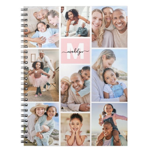 Photo Blush Pink Monogram Anteckningsbok (Framsidan)