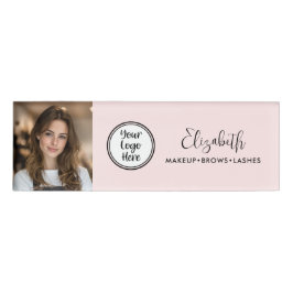 Photo Blush Pink Script Add Your Logo Makeup Salon