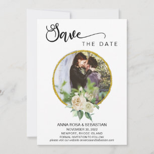 *~* PHOTO Boho Blommigt Ro Bröllop spara datum Datumet
