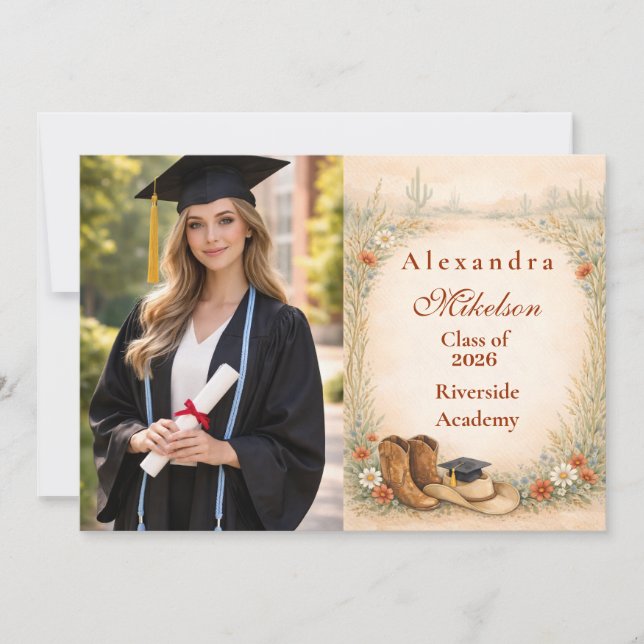Photo Boho Cowgirl Graduation Party Meddelande (Framsida)
