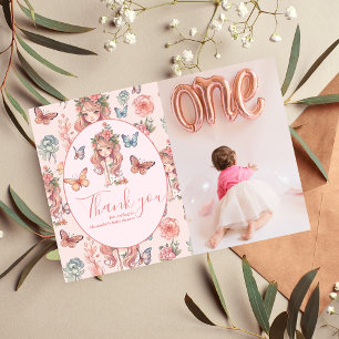 Photo Boho Fairy First Girl's 1st Birthday Tack Kort