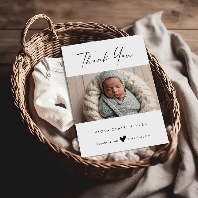 Photo Boho Thank You Baby Birth Announcement Card Inbjudningar (Skapare uppladdad)