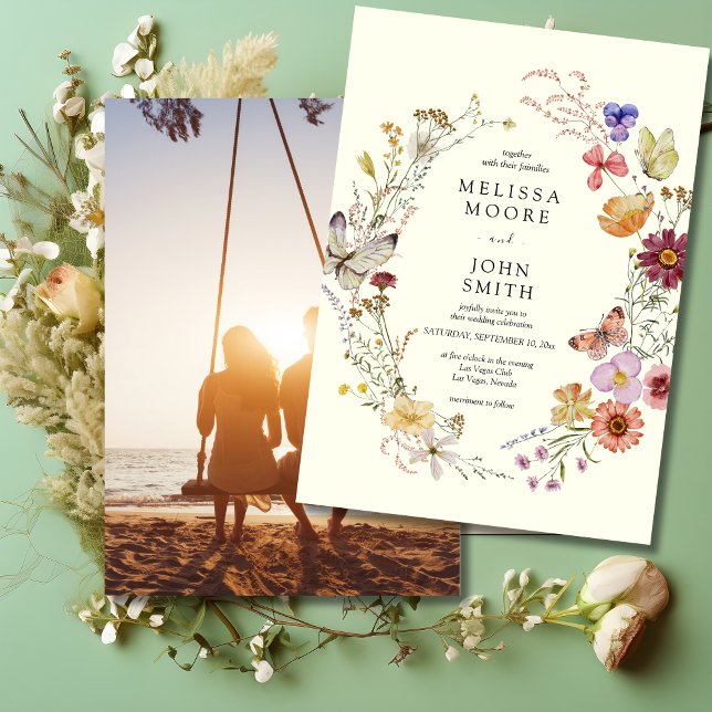 Photo Boho WildblommBröllop Inbjudningar (Skapare uppladdad)