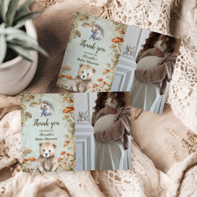 Photo Boho Woodland Baby Shower Tack Kort (Skapare uppladdad)