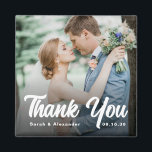 Photo Bold Script White Thank You Wedding Magnet<br><div class="desc">Simple Modern Bold Script White Elegant Thank You Wedding Photo Magnet.</div>