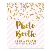 Photo Booth Bröllop Sign Rosa Guld Rand
