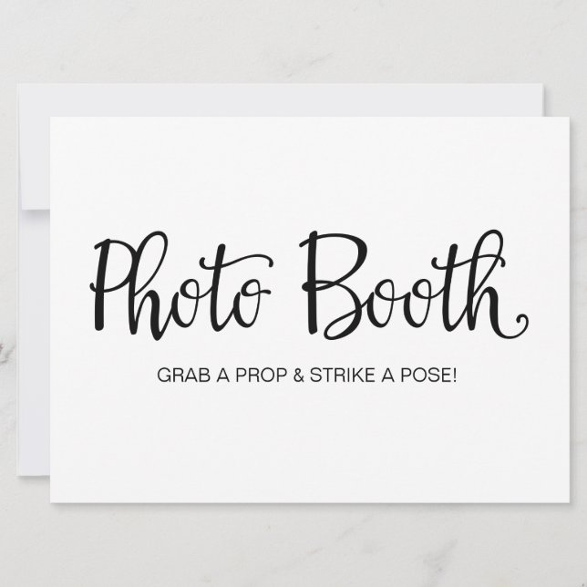 "Photo Booth" Calligraphy Bröllop-tecken Inbjudningar (Framsida)
