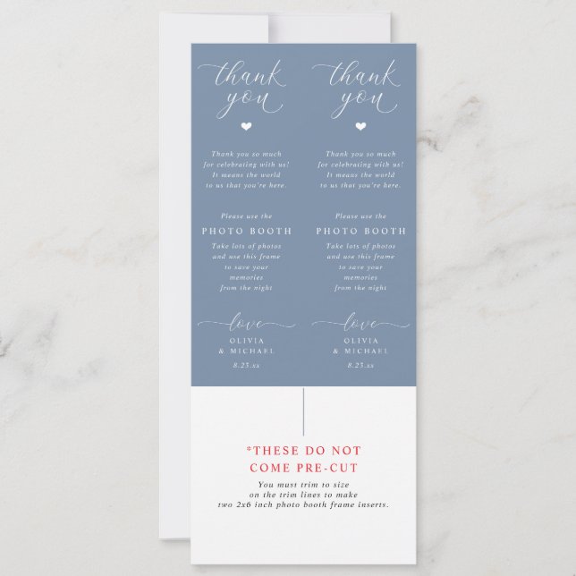 Photo Booth Inserts Dusty Blue Wedding Favors (Framsida)