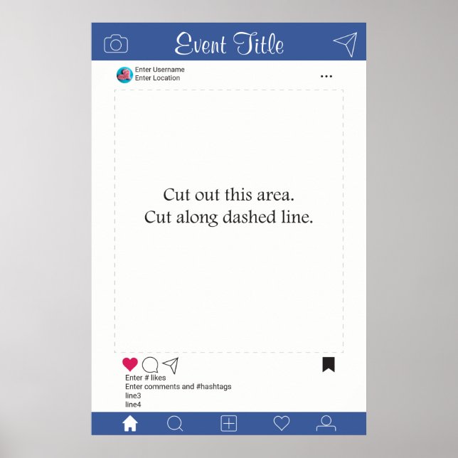 Photo Booth Prop Ram Poster blått (Framsidan)