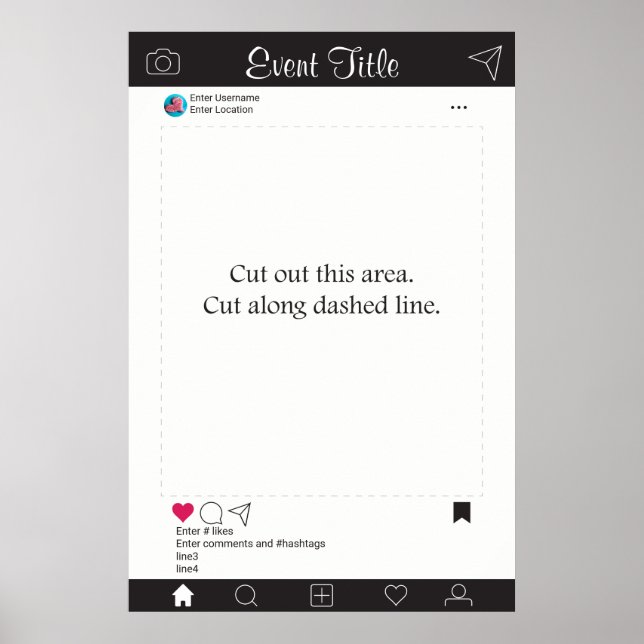 Photo Booth Prop Ram Poster svart och vitt (Framsidan)