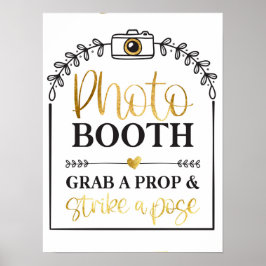 Photo Booth Strejka A Pose White Guld Bröllop Poster