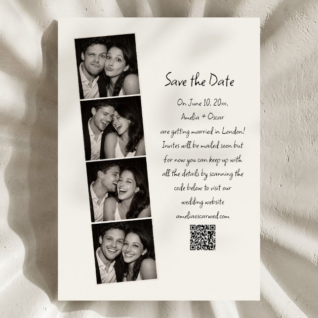 Photo Booth Strip Handwritten Script Wedding Fun  Spara Datumet (Skapare uppladdad)