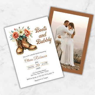 Photo Boots and Bubbly Western Bridal Shower Inbjudningar