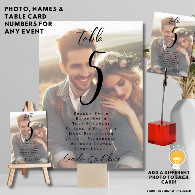 PHOTO BORD-KORT - Faux Vellum Overlay Oque Bordsnummer (Skapare uppladdad)