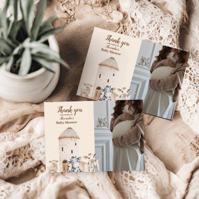 Photo Boskap Baby Shower Tack Kort (Skapare uppladdad)