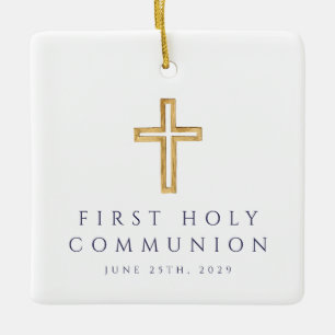 Photo Boy Religiösa Kor Blue First Communion Julgransprydnad Keramik
