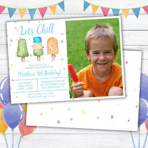 Photo Boy Summer Låt oss Chill Popsicle Birthday Inbjudningar