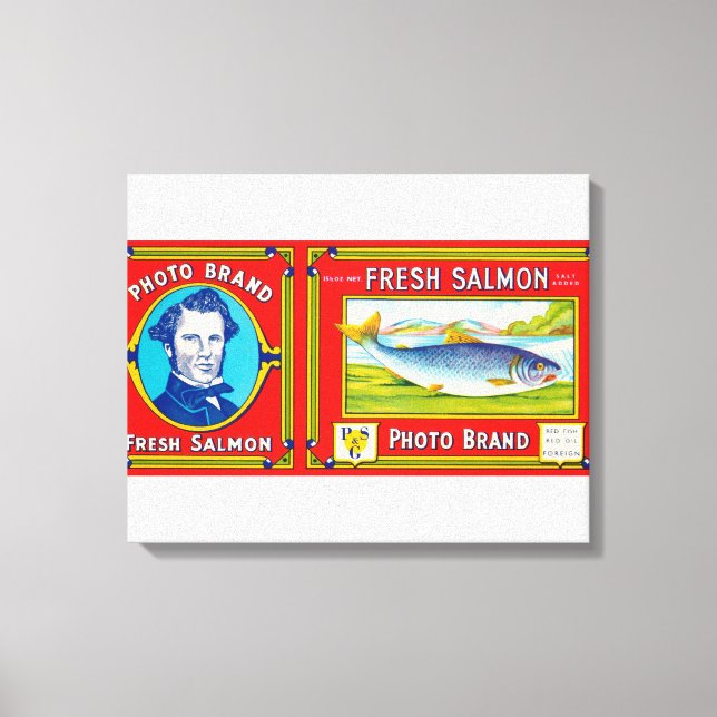 Photo Brand Salmon Label- Alaska Canvastryck (Framsida)