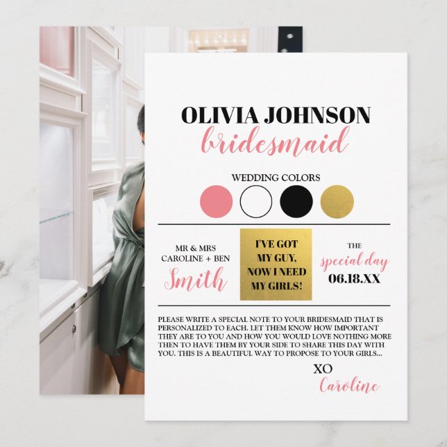 Photo Bridesmaid Frieri Färg palettkort Inbjudningar (Fram/baksida)