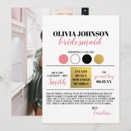 Photo Bridesmaid Frieri Färg palettkort Inbjudningar