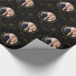 PHOTO Bröllop-årsdagen GIFT WRAP Black guld Presentpapper