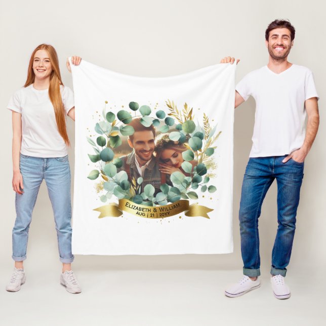 PHOTO Bröllop Gift Newlyweds-årsdagen Par Fleecefilt (På plats)