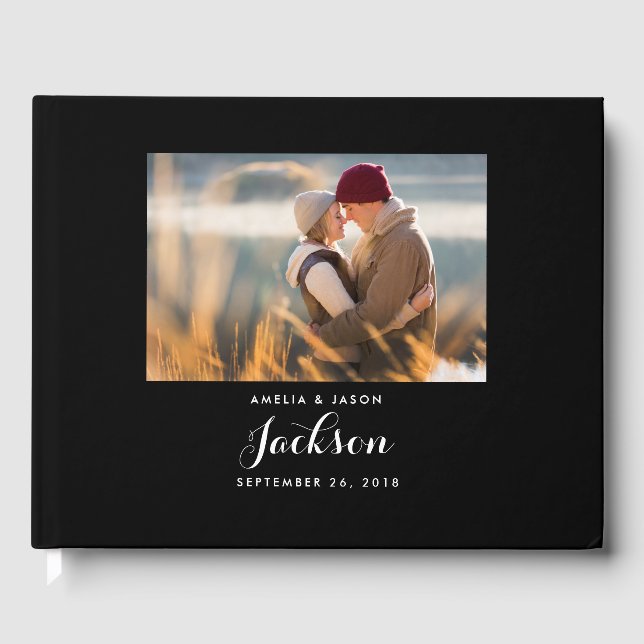 Photo Bröllop Guest Bok, Black and White Gästböcker (Framsida)