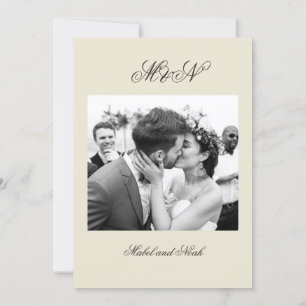 Photo Bröllop Romantic Neutralt Färg Inbjudningar