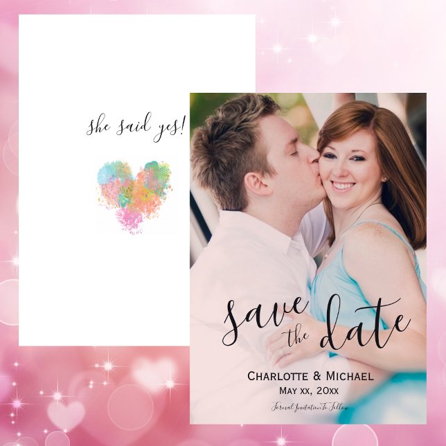 Photo Bröllop spara datum - Bride and Groom Inbjudningar (Photo Wedding Save The Date - Bride and Groom Invitation)