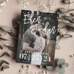 Photo Bröllop spara datum Magnet | Faux Vellum<br><div class="desc">Minimalistiskt foto sparar datumkortet med faux vellum-övertäckning. Den här eleganten,  men om du bara sparar datumet är det perfekt som magnet</div>