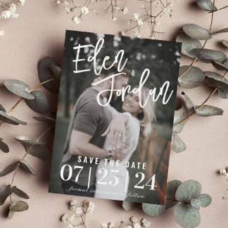 Photo Bröllop spara datum Magnet | Faux Vellum