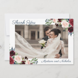 Photo Bröllop Tack du Cards Navy Marsala Flowers