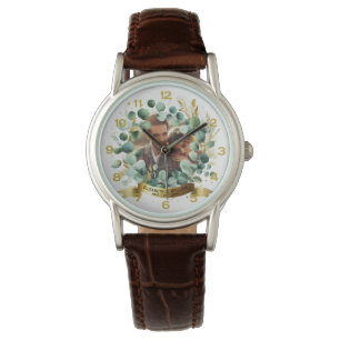 PHOTO Bröllop Tack Eucalyptus Löv Gift Armbandsur